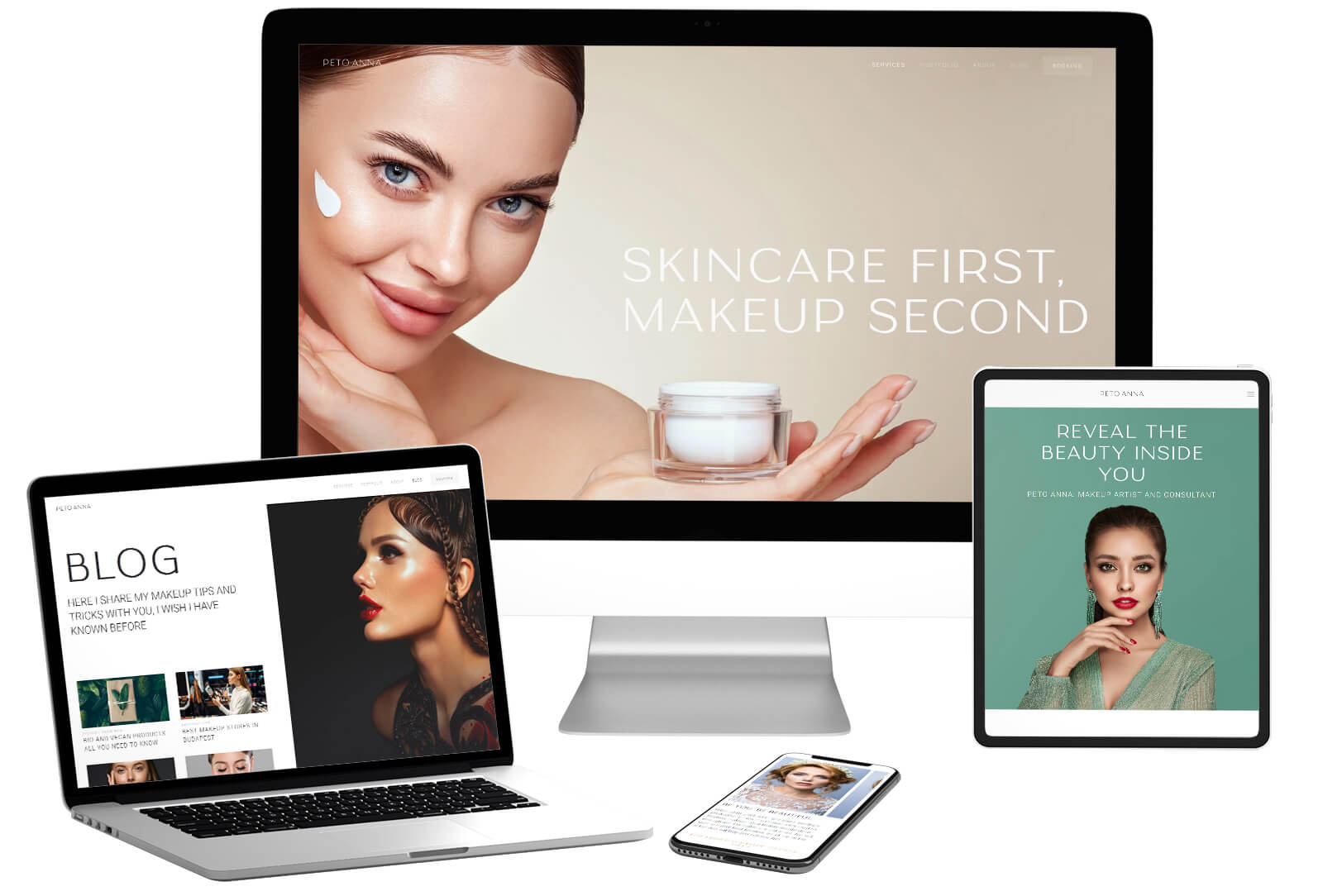 multi devices responsive makeup website design mockup